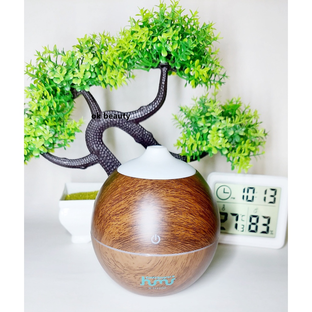 DIFFUSER AROMATERAPI RUANGAN ELEKTRIK MURAH MOTIF CORAK KAYU PENGHARUM HUMIDIFIER-H120-DARK BROWN+OIL