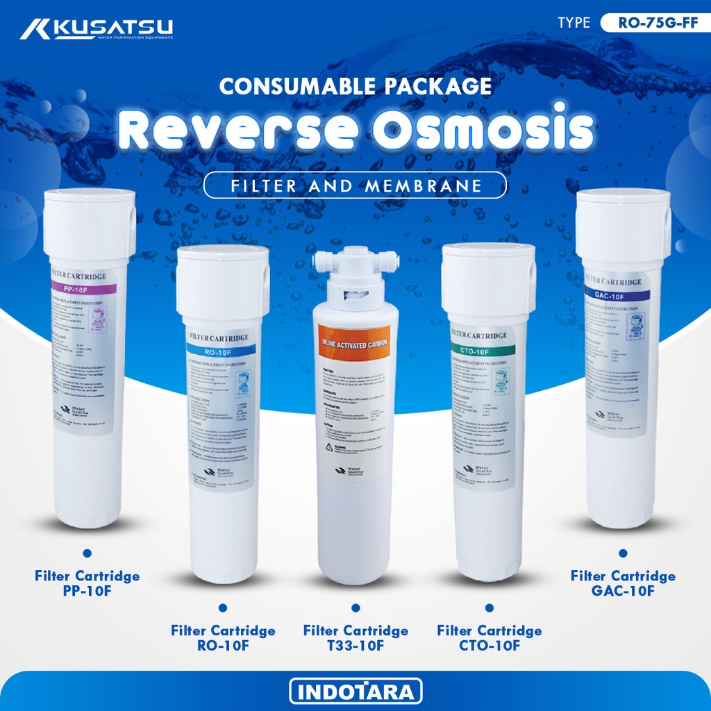 Paket Filter Cartridge Reverse Osmosis Kusatsu - RO 75G FF