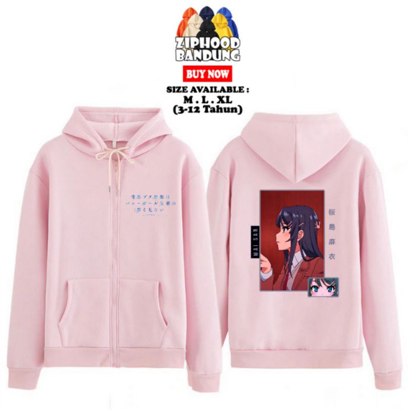 ZIPHOOD BANDUNG - Jaket Zipper Hoodie Anak Perempuan Mai San - Kaos Anak Anime Seishun Buta Yarou 60