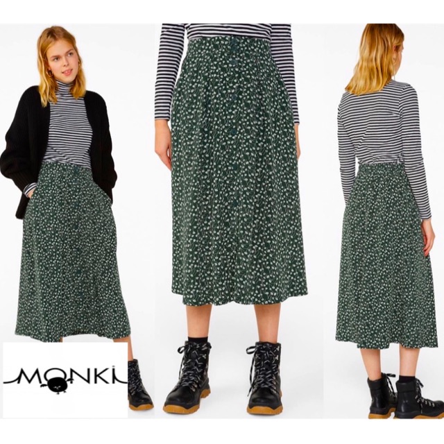 monki green midi skirt