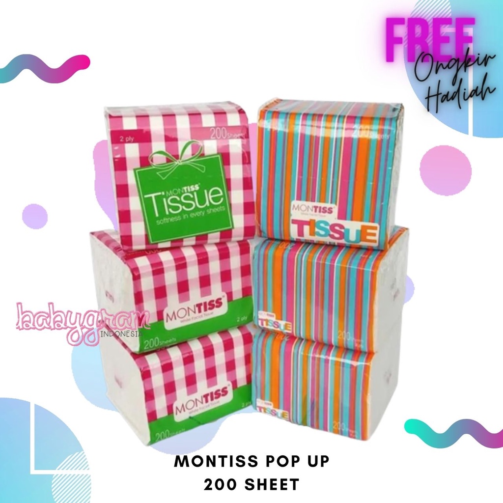 Tissue Montiss POP UP 200 sheets 2ply / Montis Tisu 200 lembar Refill Facial compact interfold