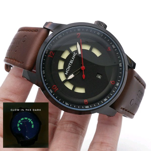 Jam Tangan Pria Montblanc Glow in The Dark Leather Strap