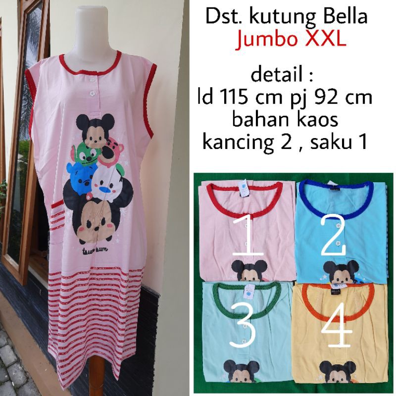Daster kaos singlet Jumbo Bella | Baju tidur kutung tanpa lengan