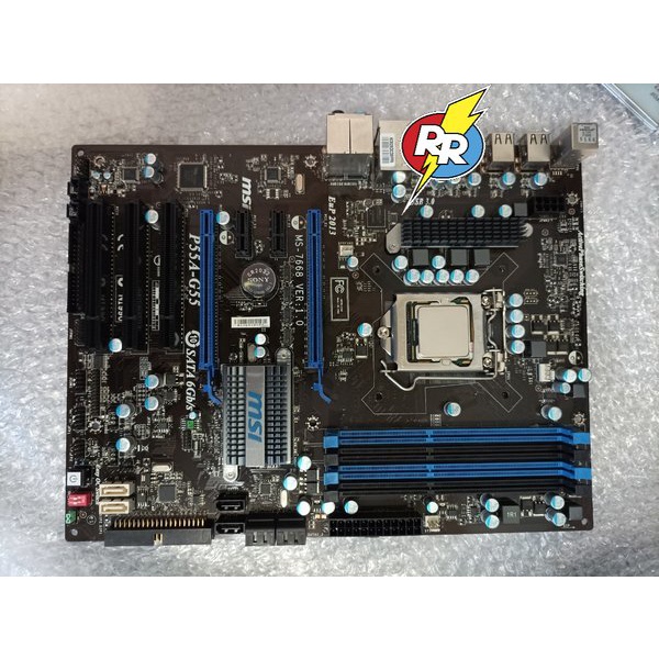 Motherboard Mainboard Mobo PC Gaming Merk MSI P55 G55 plus Prosesor i5 750 USB 3.0