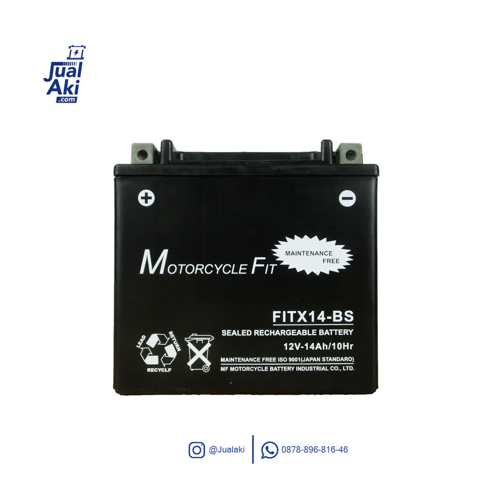 Aki Motor Motorcycle Ytx14lbs Mf 12v 14ah 10hr