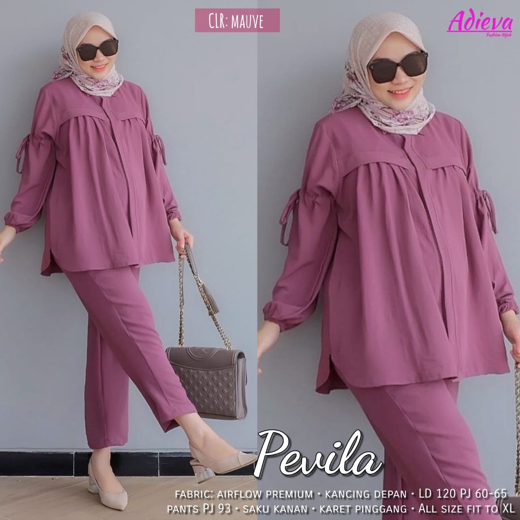 Pevila Mauve One Set Blouse All Size Airflow Premium by Adieva / 296