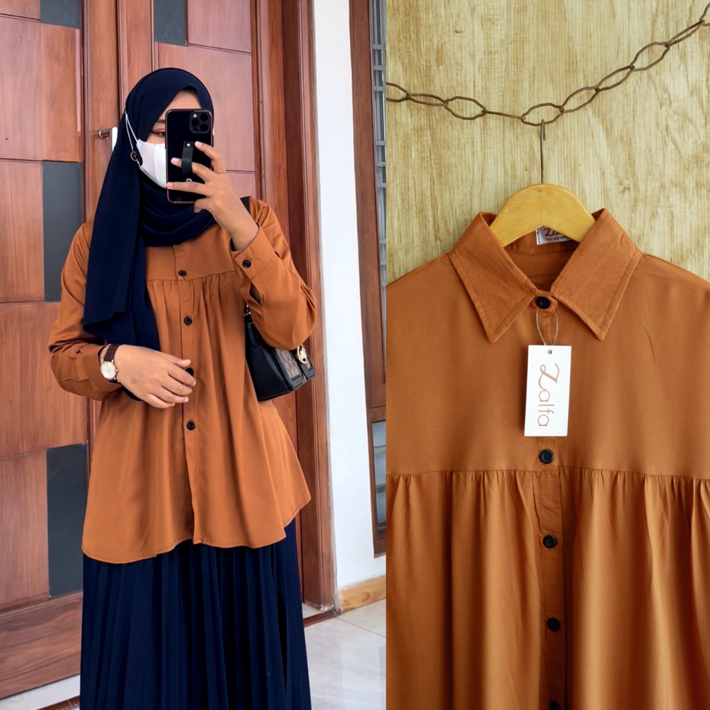 HARUKA blouse by ZALFA OUTFIT / kemeja rayon / blouse rayon / kemeja polos