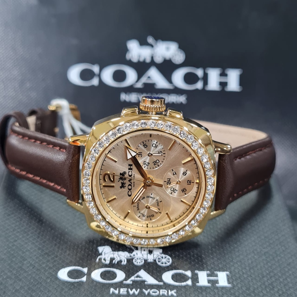 [ COACH ORIGINAL - GARANSI ] JAM TANGAN WANITA JAM TANGAN COACH STRAP KULIT WATCH LEATHER + BOX ORI