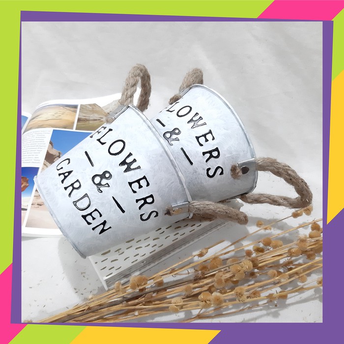 Pot bunga kaleng flower & garden - Vas pot tanaman artificial - 531