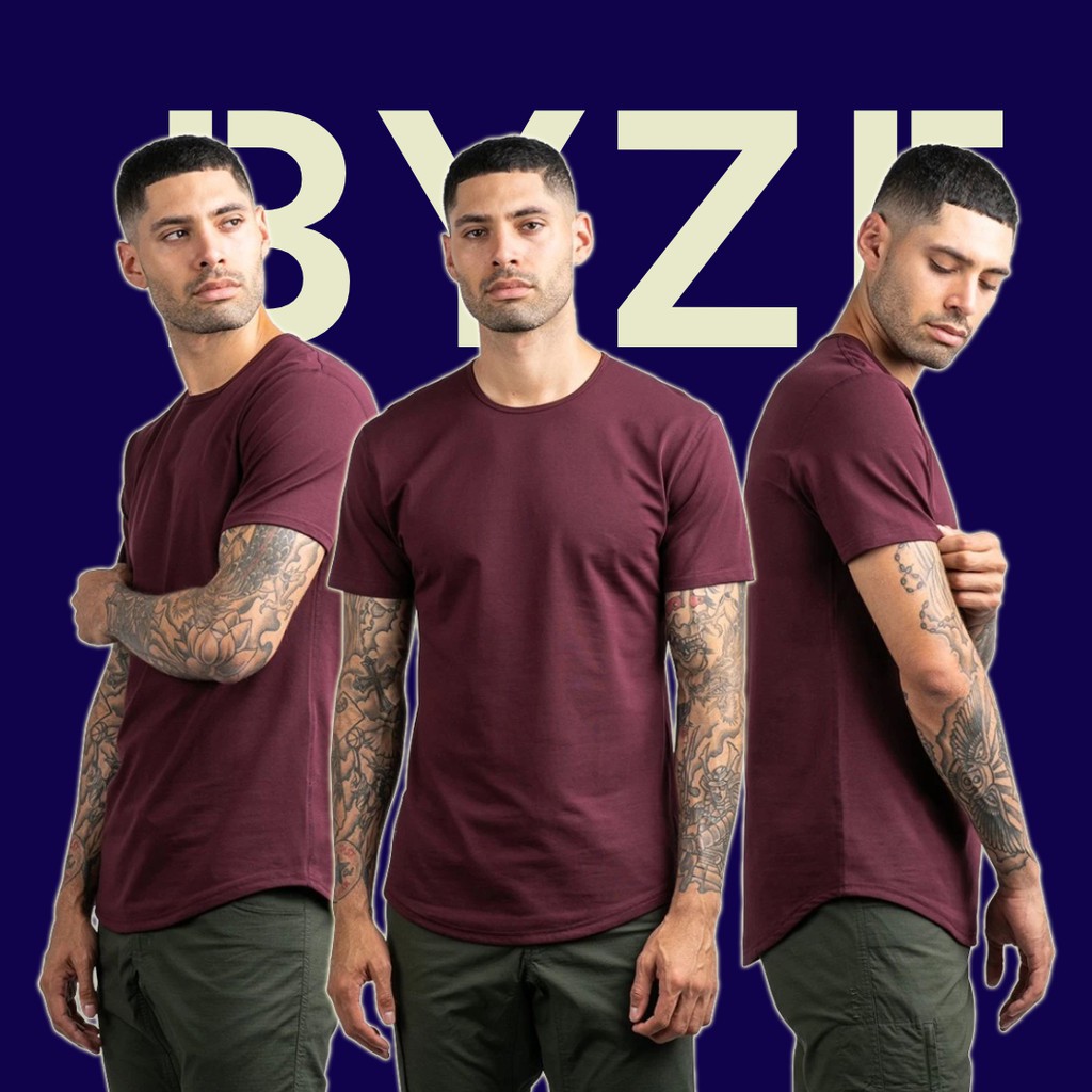 BYZF - Kaos Polos Anti Bakteri | Bahan PYCA Pro | Model Drop Cut | Warna Maroon