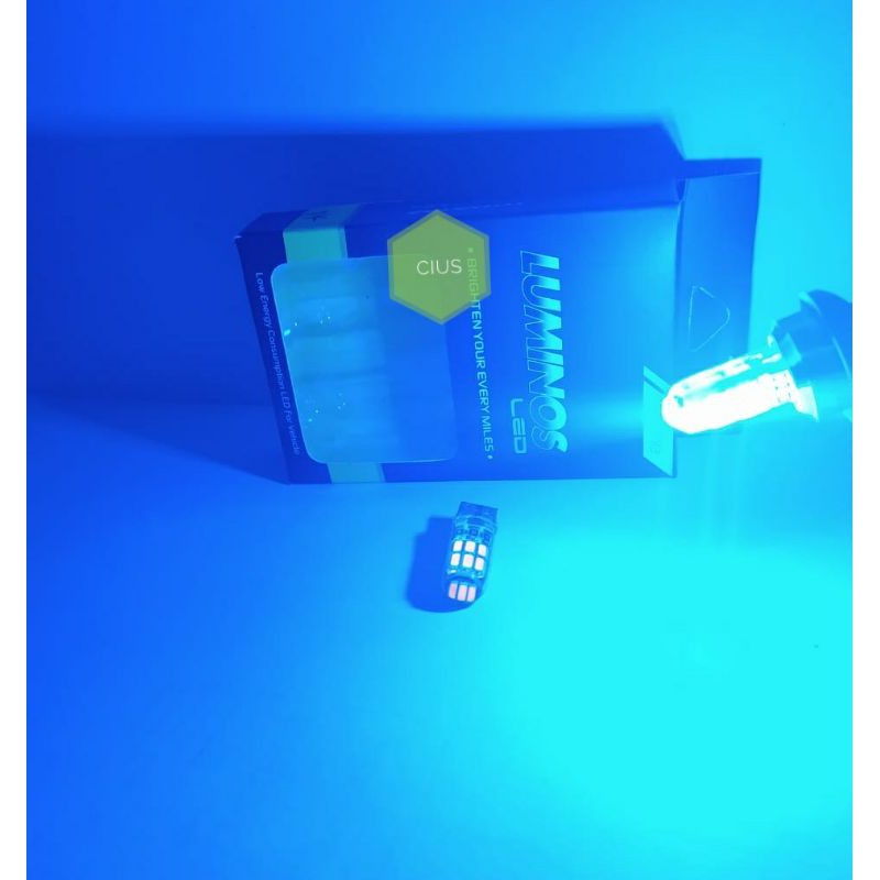 LAMPU LED T10 CRYSTAL 15 titik LUMINOS untuk sein senja plat motor mobil harga 1 buah-Ice blue