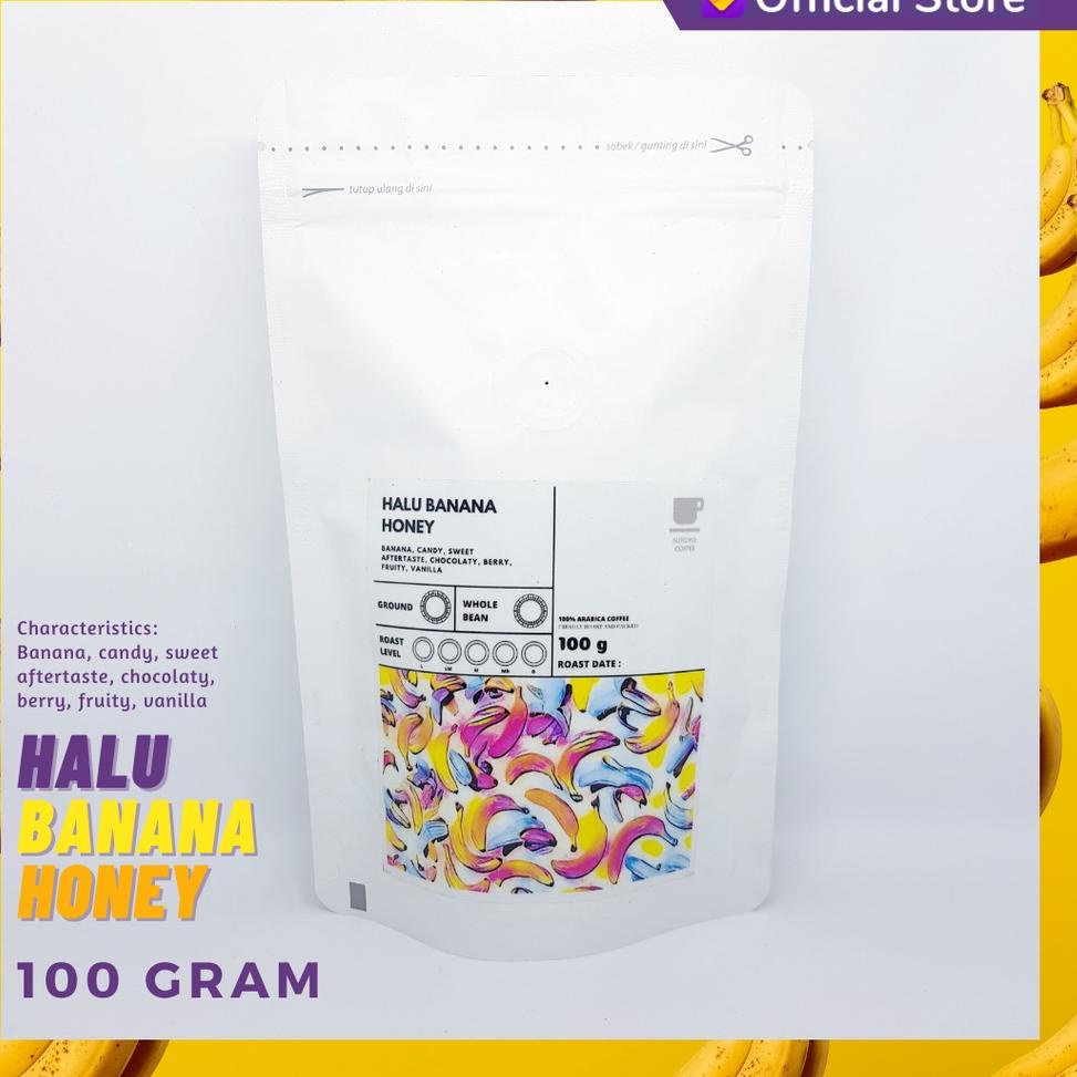 

Produk Premium.. KOPI ARABIKA HALU BANANA HONEY 100 GRAM BIJI DAN BUBUK BY SUTOYO COFFEE / SINGLE OR