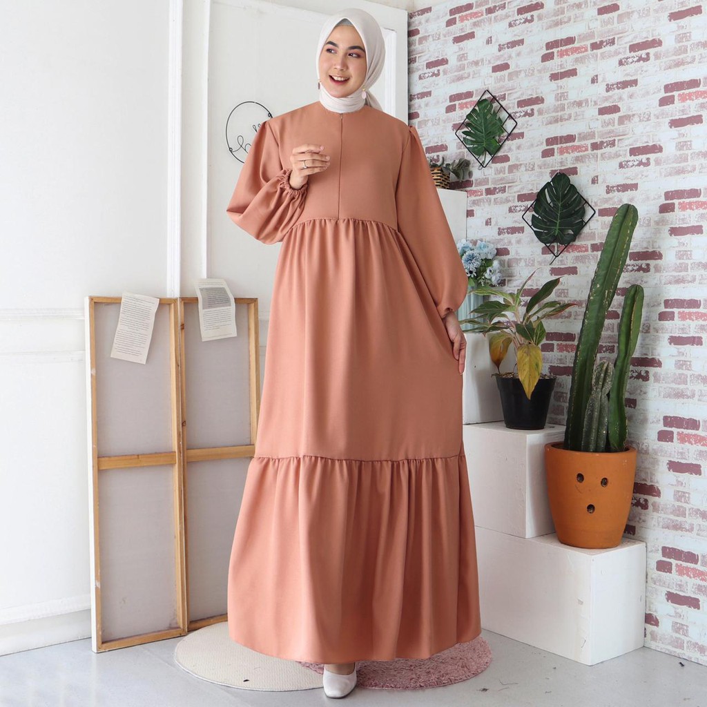 Gamis Malika Busui Maxi Dress Lengan Balon Fashion Muslim