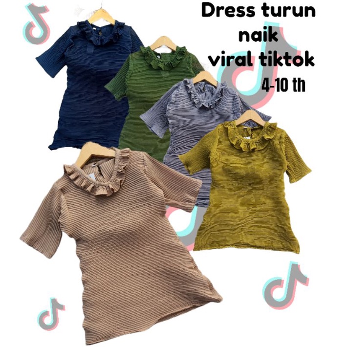 Baju dress anak turun naik perempuan viral tik tok usia 4-10 tahun