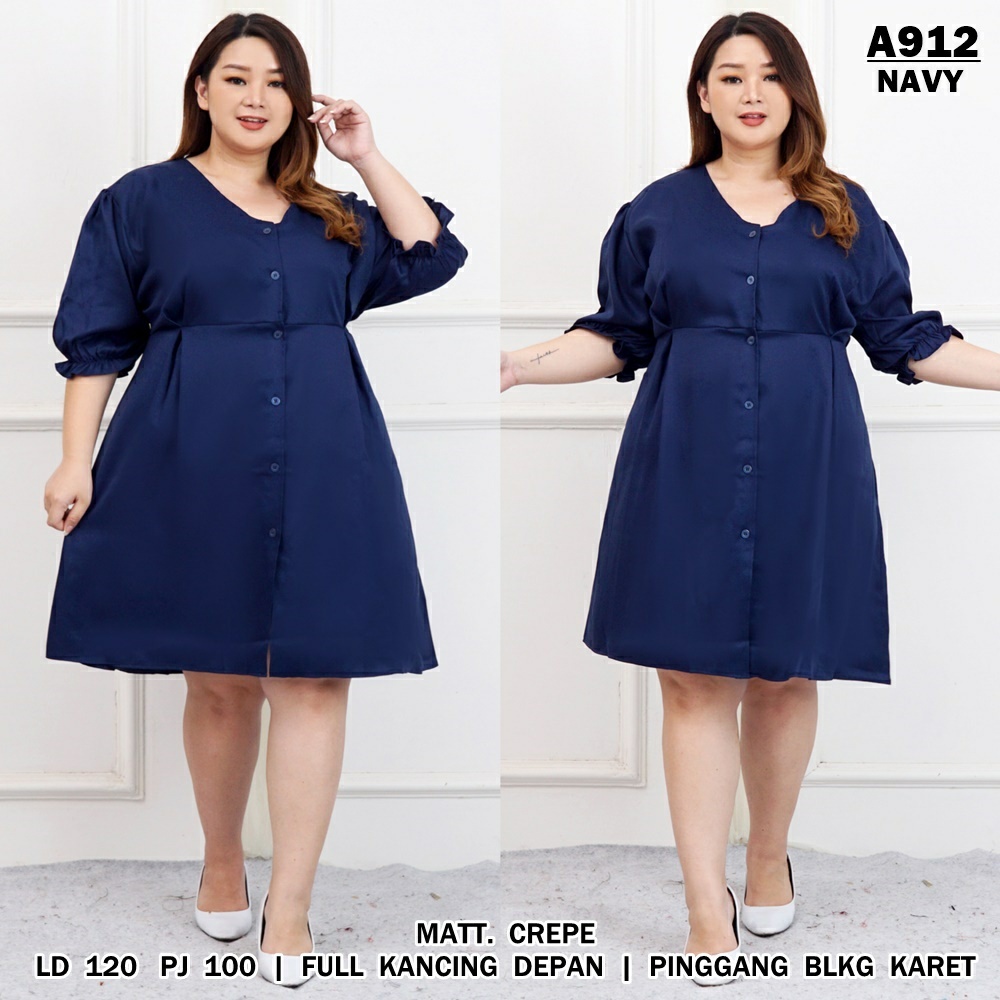 WSE390 - Dress Olin BIG SIZE Mosscrepe UK XXXL LD 120 CM PJ 100 CM Dress Wanita Jumbo 3XL PREMIUM QUALITY