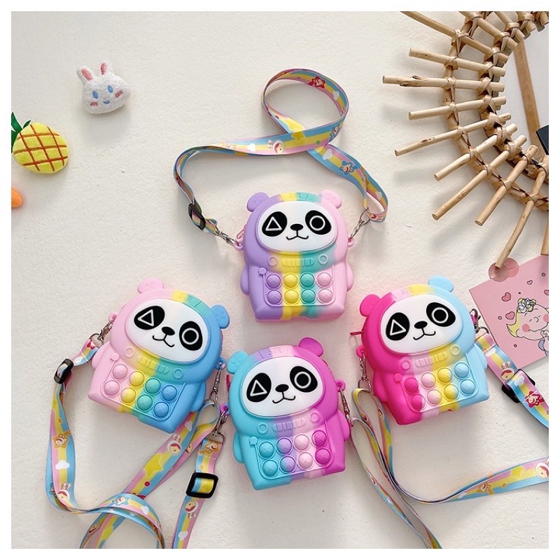 Tas pop it slempang rubber panda tas pop it anak