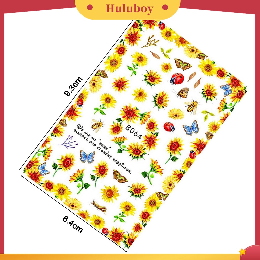 Huluboy Huluboy♡ 12pcs / Set Stiker Kuku Bentuk Bunga Matahari Untuk Nail Art Wanita