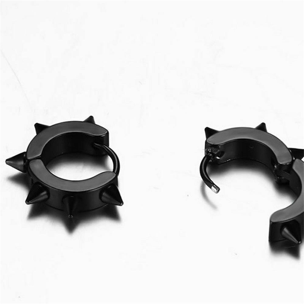 Anting LILY Warna Hitam Punk Stainless Steel Fashion Tindik Telinga