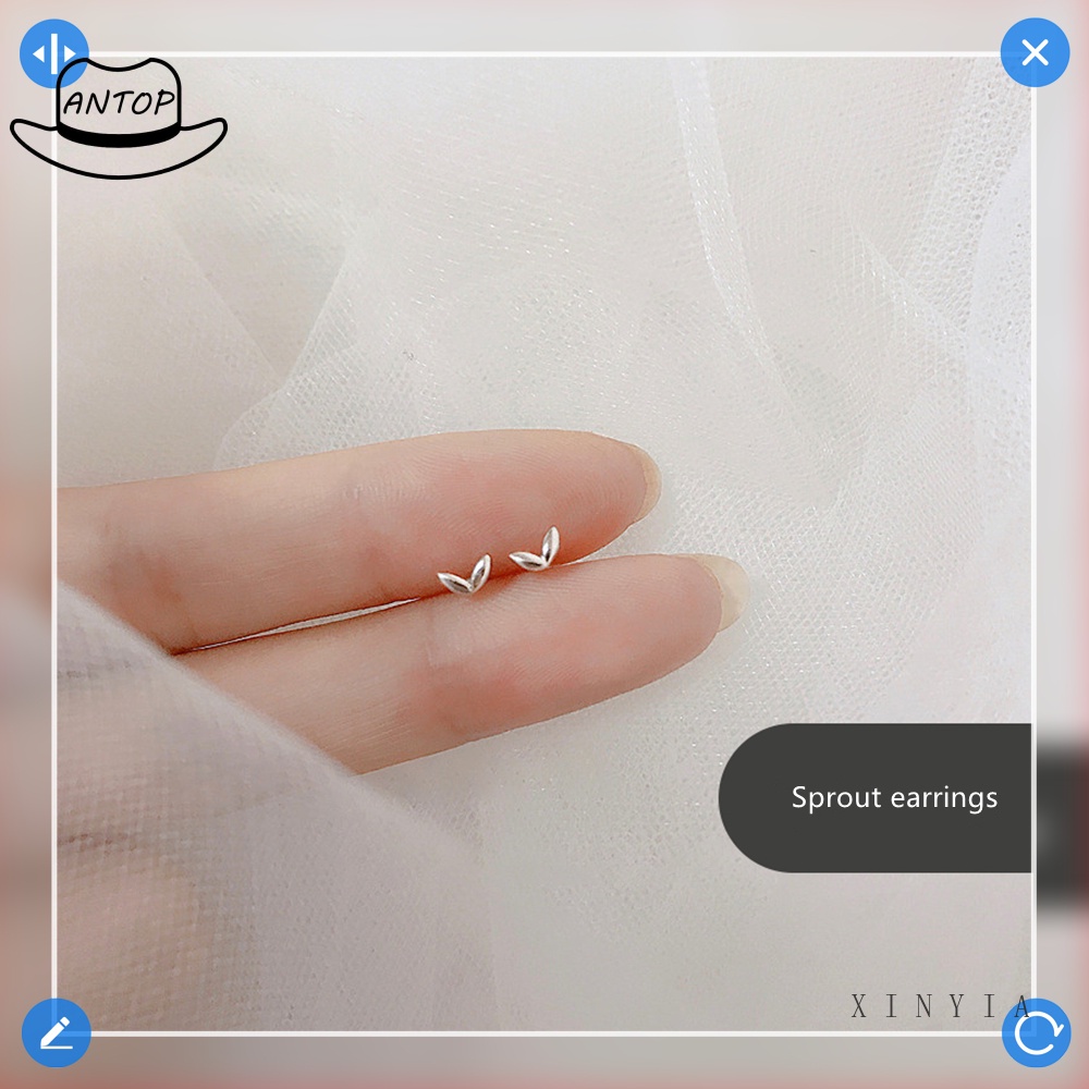 18K Emas anting korea Anting Tusuk untuk Wanita Aksesoris Fashion ANTOP