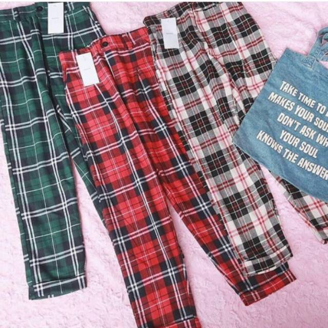 Celana flanel tartan BK