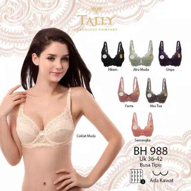 TALLY  Bra Brokat Renda 988 Busa Tipis  berkawat