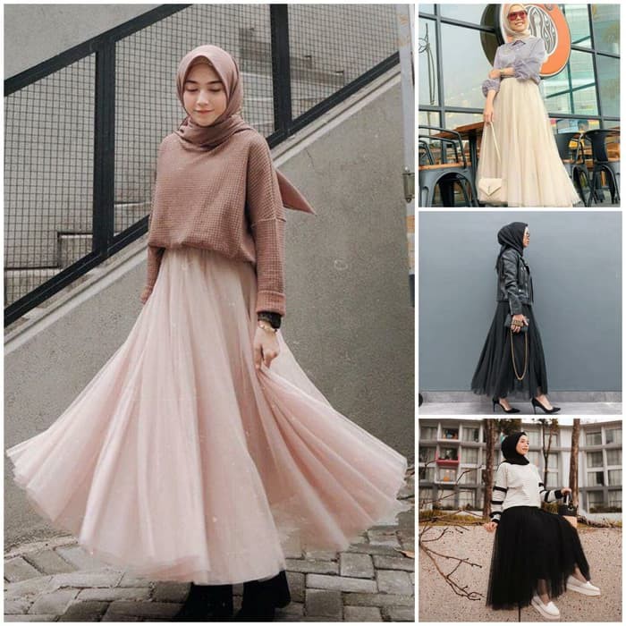 TUTU Skirt rok panjang wanita cantik Fashion bawahan - Hitam