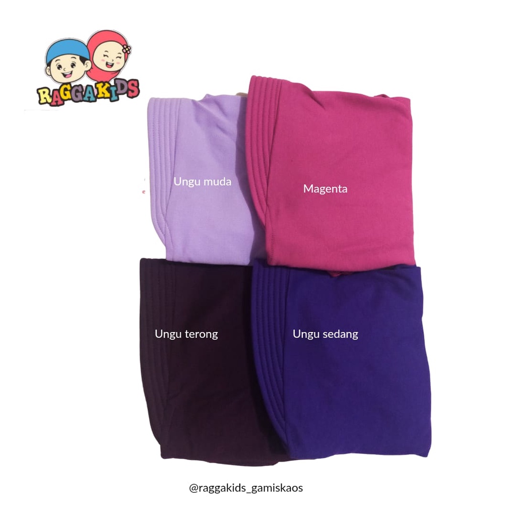 JILBAB ANAK PEREMPUAN BAHAN KAOS VARIAN WARNA UNGU (MAGENTA, UNGU MUDA, UNGU SEDANG, UNGU TERONG)