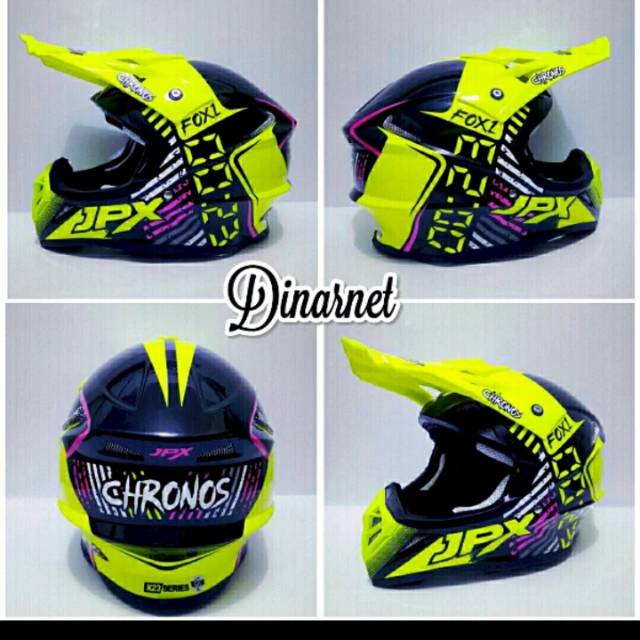 Helm Cross Jpx Full Face Standar SNI Street Fighter Trail Trabas Supermoto Klx Solid Gloss
