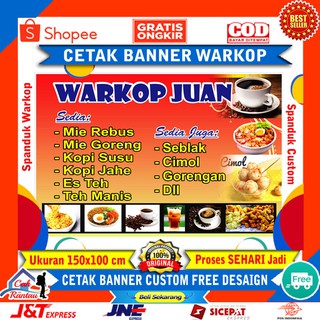 Cetak Plang Bahan Promosi Spanduk Banner Backdrop Usaha Dan Bisnis Warung Warkop Free Wifi Warnet Shopee Indonesia