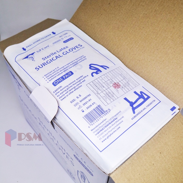 Handscoon Surgical Gloves Latex Sterile Free Powder GP Care Cosmomed  / Sarung Tangan Steril