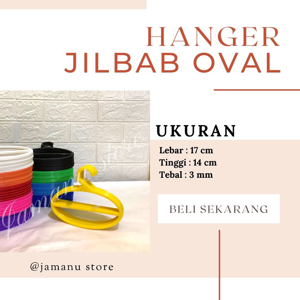 Hanger gantungan Jilbab Hijab Oval perlusin Premium Warna Lengkap