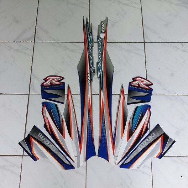 striping stiker motor suzuki smash 110r 2005 silver-biru TERMURAH