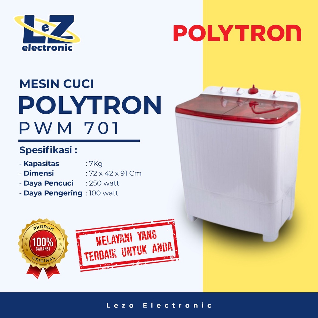 Mesin Cuci POLYTRON PWM - 701 2 Tabung 7 Kg