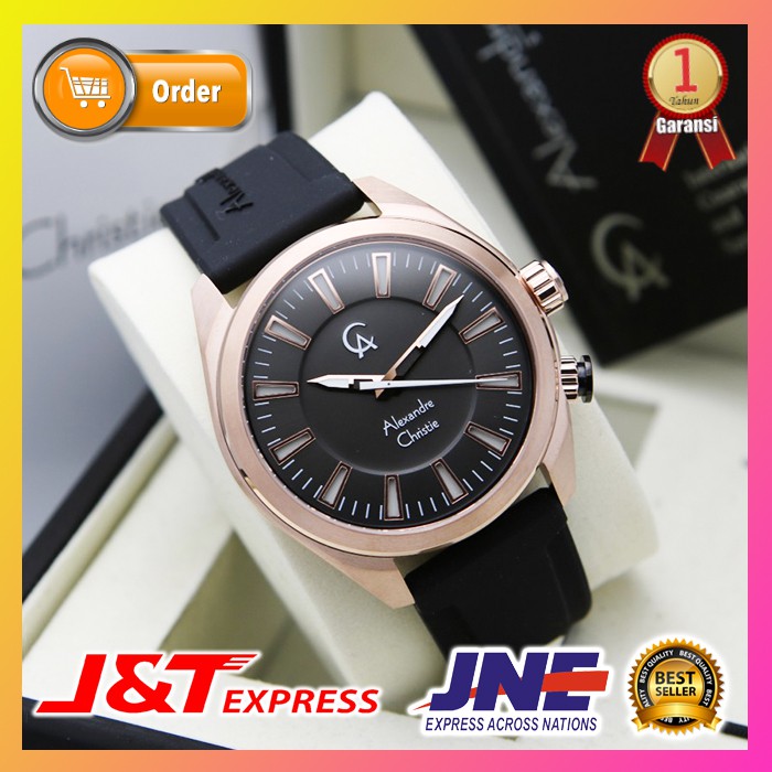 JAM TANGAN ALEXANDRE CHRISTIE ALEXANDER CHRISTIE PRIA COWOK ORIGINAL ORI AC 8630 ROSEGOLD BLACK