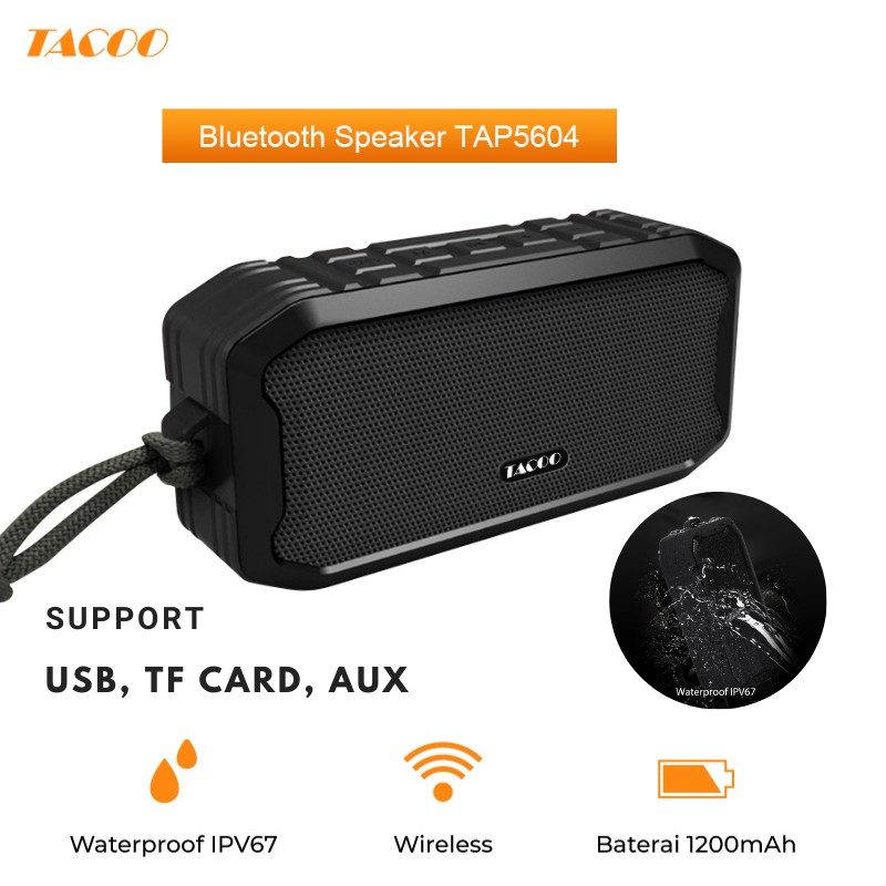 

TACOO Bluetooth Speaker TAP5604 Waterproof Bass Hi-Fi Stereo