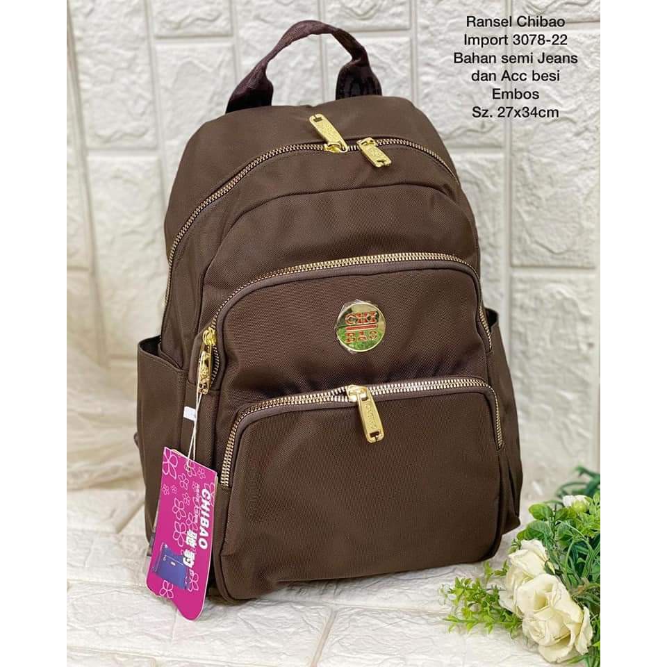 TAS RANSEL WANITA CHIBAO 3078-22 SIZE 25X33 CM BAHAN KANVAS MODEL TERBARU. CHIBAO RANSEL TERBARU!!!!