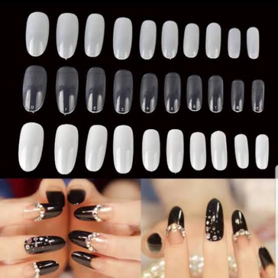 100pcs kuku Palsu fake nails kupal coffin short oval long oval halftip 100pcs Transparan Natural