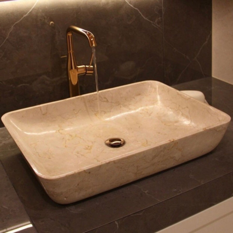 Wastafel Marmer Kotak 60x40 | Wastafel Cuci Tangan Marmer Marble Sink
