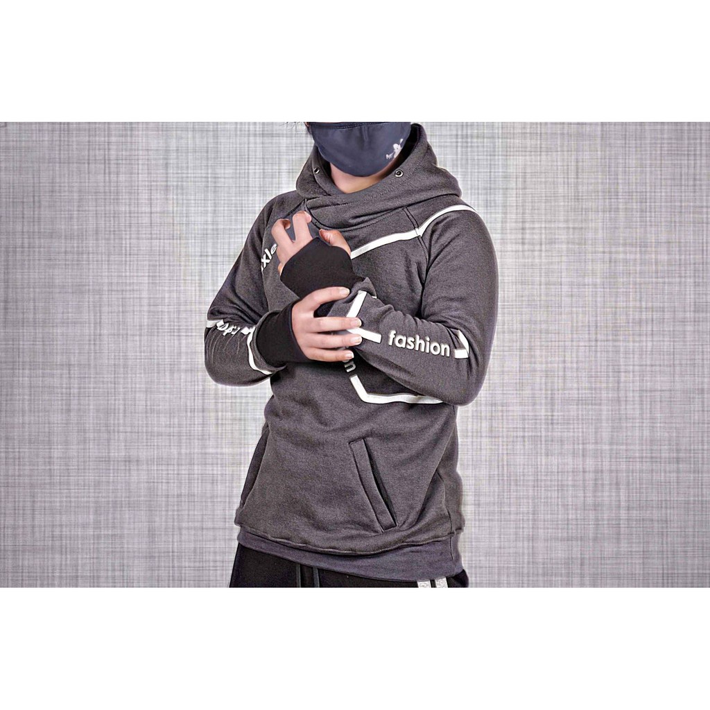 EXCLUSIVE Japan/korean style (SWEATER GREY UNITY HOODIE FINGERLESS AXLE)