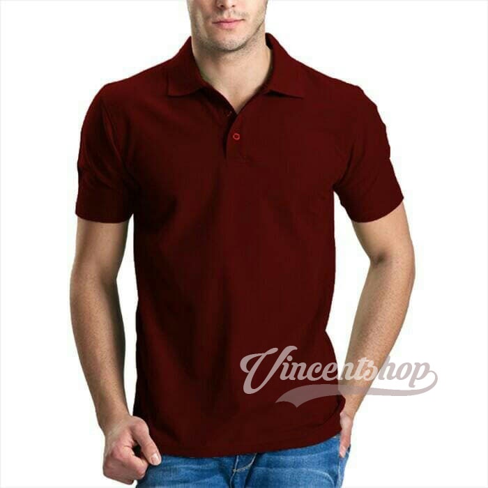 VncentID Kaos Polo Shirt Pria warna MAROON