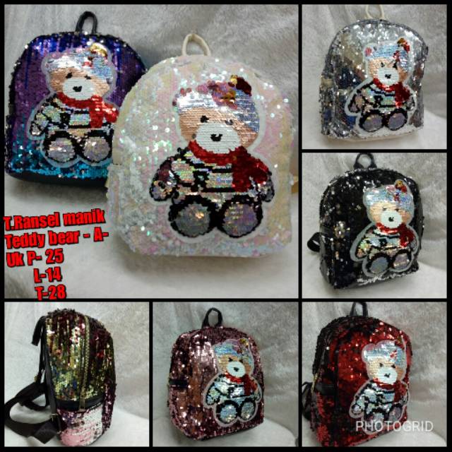 Tas ransel manik teddy bear