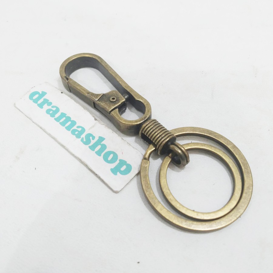 Gantungan Kunci Stainless Chrome Dobel Ring Dual