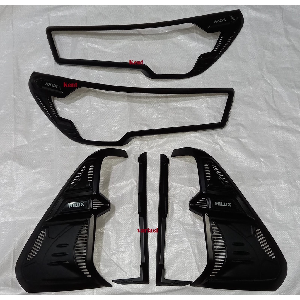 Paket Garnish Depan Belakang All New Hilux 2021 Type V Hitam Doff