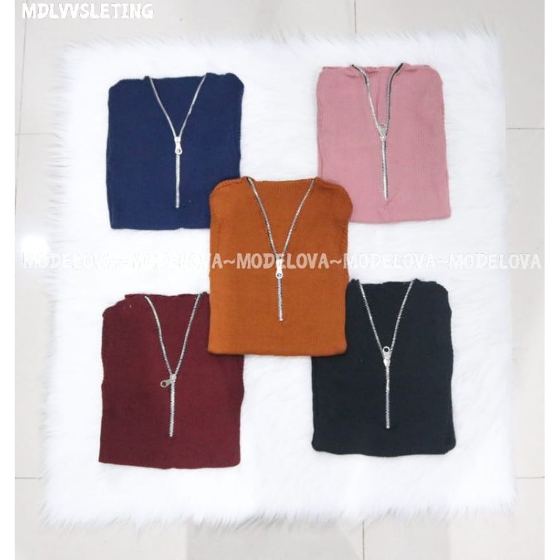 MDLV ~ BG V SLETING LENGAN PENDEK // BAJU RAJUT // FASHION WANITA