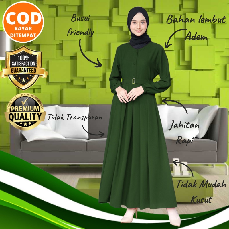 Baju Syari Terbaru Pakaian Atasan Wanita  Busui friendly Kekinian Hijau botol