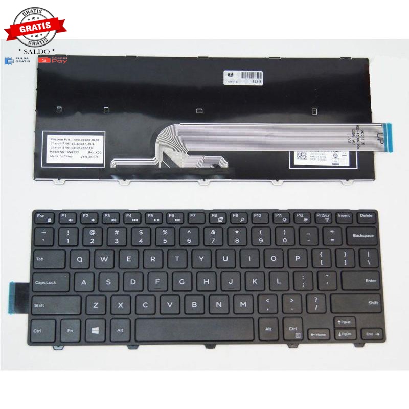 Keyboard Laptop Dell Inspiron 14-3000 14-3441 14-5442 14-7447 Series