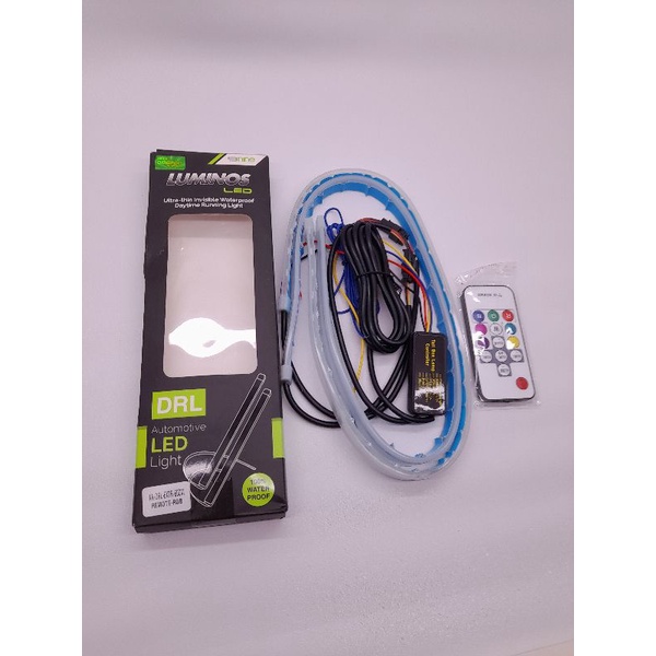 Lampu Alis RGB Luminos 60cm Plus remote 12v merah biru putih hijau kuning Pink ungu Vario 160 aerox 
