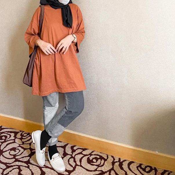 Basic Oversized Top Kaos Polos Busui NonBusui Hijab Friendly
