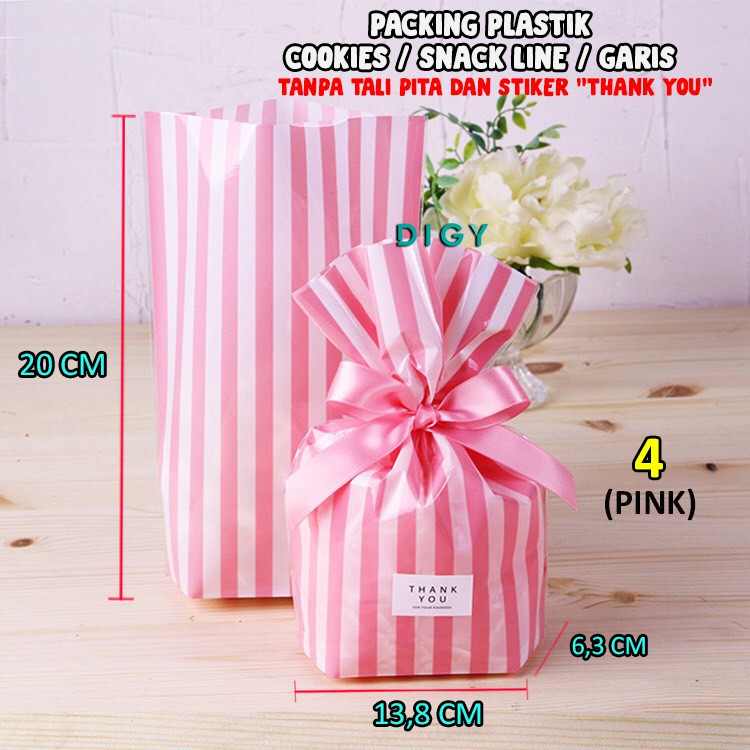 [ 20 PCS ] paling murah Kemasan plastik opp motif Putih  Plastik Makanan Lucu Packing Cookies Snack Garis