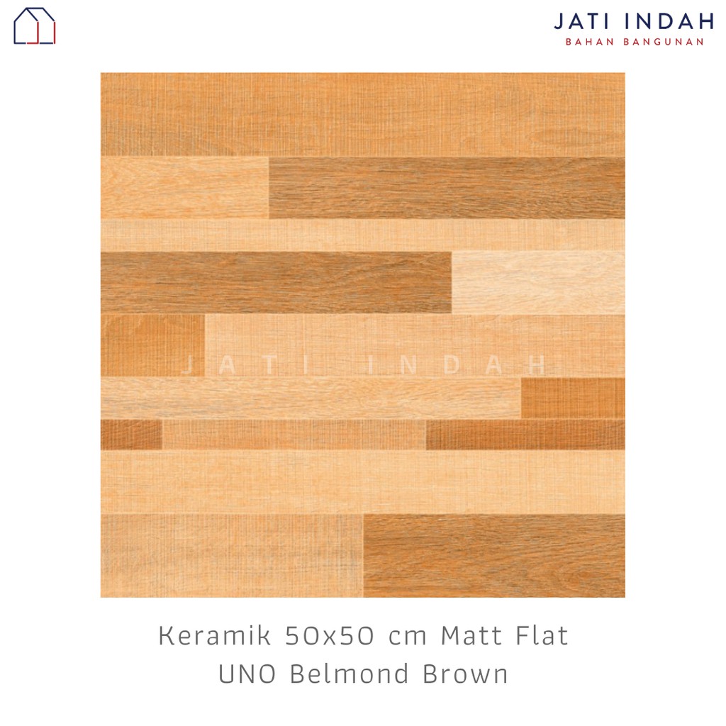 Keramik Lantai Motif Kayu Matt Flat 50x50cm UNO Belmond Brown